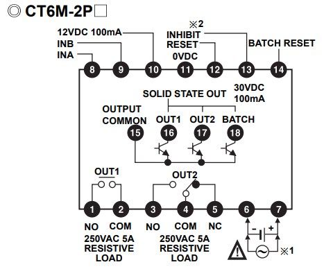 CT6M-2P4 Лічильник імпульсів / таймер (100-240 VAC, 72x72 мм, 2 вихідних реле) 000104286 фото