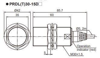 PRDL30-15DP Датчик індуктивний (M30, Sn=15mm, 12-24 VDC, PNP NO, кабель 2м) 000141950 фото