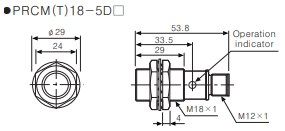 PRCM18-5DN Датчик індуктивний (M18, Sn=5mm, 12-24 VDC, NPN NO, роз'єм М12 4Р) 000162499 фото