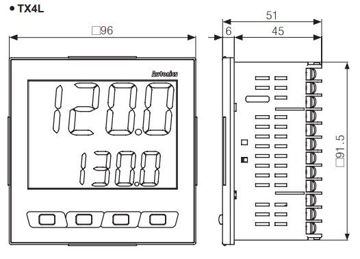 TX4L-14C ПІД-регулятор (LCD дісплей, 100-240 VAC, 96x96 мм, вихід 0/4...20 мА або SSR, аварійний вихід) 000173807 фото