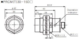 PRCM30-15DP Датчик індуктивний (M30, Sn=15mm, 12-24 VDC, PNP NO, роз'єм М12 4Р) 000158404 фото