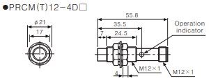PRCM12-4DN Датчик індуктивний (M12, Sn=4mm, 12-24 VDC, NPN NO, роз'єм М12 4Р) 000107934 фото