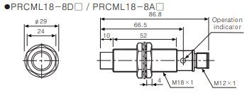 PRCML18-8AO Датчик індуктивний (M18, Sn=8mm, 100-240 VAC, AO, роз'єм М12) 000191704 фото