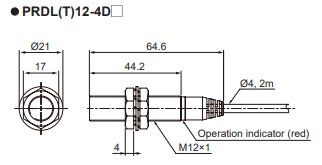 PRDL12-4DN Датчик індуктивний (M12, Sn=4mm, 12-24 VDC, NPN NO, кабель 2м) 000142239 фото