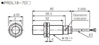 PRDL18-7DP Датчик індуктивний (M18, Sn=7mm, 12-24 VDC, PNP NO, кабель 2м) 000142244 фото