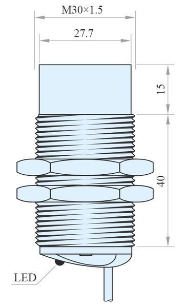 IA30-N40V010-N2P Датчик індуктивний з аналоговим виходом M30x40, 0-10V Sn=17,6...40мм, виступаючий 000108235 фото