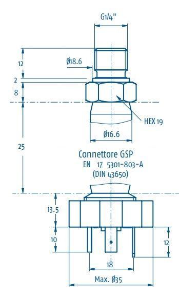 TPRC-11BP9C Перетворювач тиску (0...400 бар) &plusmn;0,5%, 4-20 mA, 1/4" G 000209618 фото