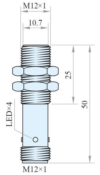 IPS12-S4PC50-A12 Датчик індуктивний M12x50, PNP NC Sn=4 M12 000115661 фото