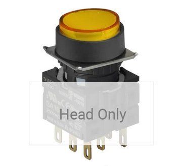 S16PR-E2Y Кнопка нажимна d=18mm, жовта, з фіксацією 000169080 фото