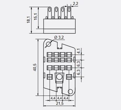 Колодка G4-02 з фланцями до реле R4(N), для друкованого монтажу 000065329 фото