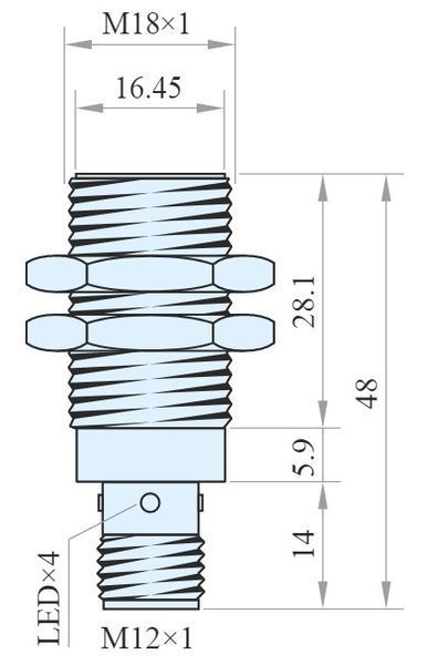 IPS18-S5PO48-A12 Датчик індуктивний M18x48, PNP NO Sn=5 000139737 фото