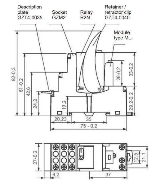 PIR2-230AC-00LV реле інтерфейсне 2 C/O + GZM2 + M93G 000104130 фото