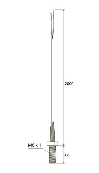 ТХА-1-14-K-2-І-25-М6х1-2000-РЕ-/-40...250/ Термоперетворювач 000210064 фото