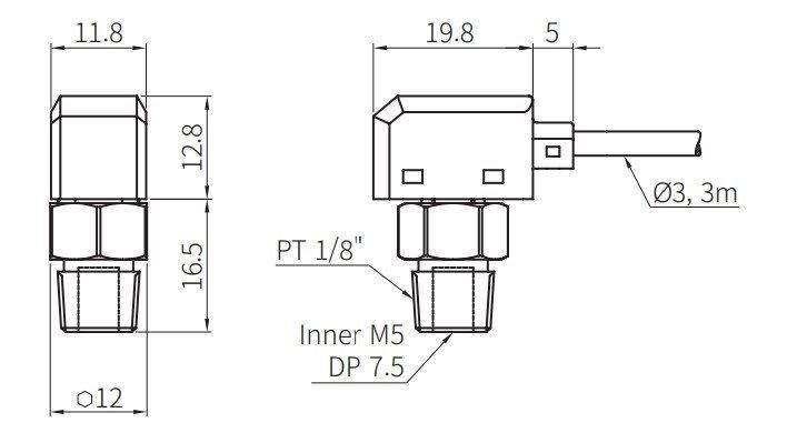 PSS-C01A-R1/8 Датчик тиску (гази,-101,3&hellip;100 кПа, 4-20 мА, 1/8&rdquo; BSPT) 000147686 фото