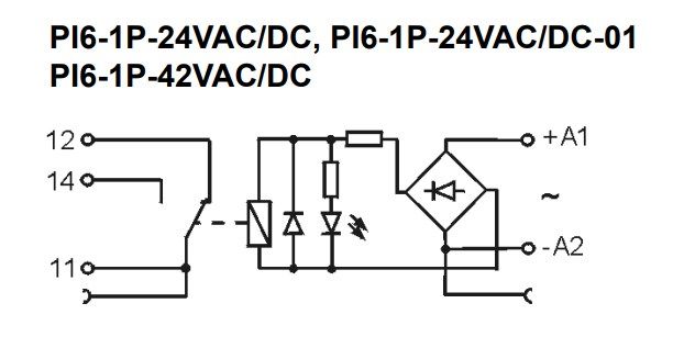 PI6-1P-24VAC/DC інтерфейсне реле сіре. 000049213 фото