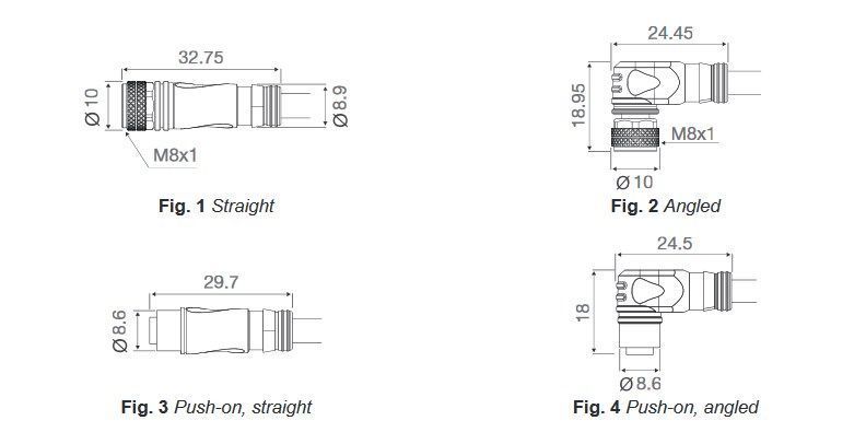 CONE54NF-A2 Конектор кутовий М8 (4-pin) з кабелем 2м. 000200846 фото