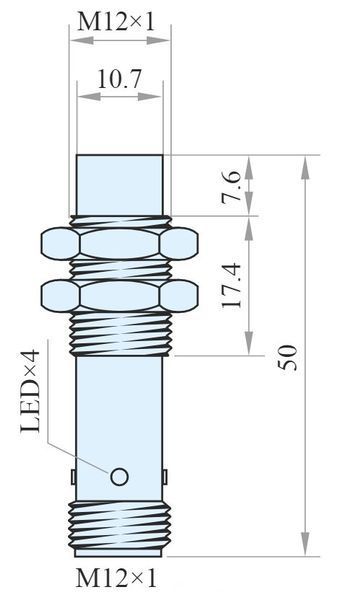 IPS12-N8NO50-A12 Датчик індуктивний M12x50, NPN NO Sn=8, виступаючий, M12 000115467 фото