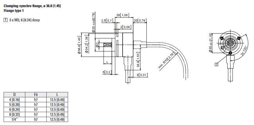 Енкодер 8.3700.1632.0100 вих. Push-Pull з інверс Uжив=5...30Vdc d=8мм кабель 1м 000096614 фото
