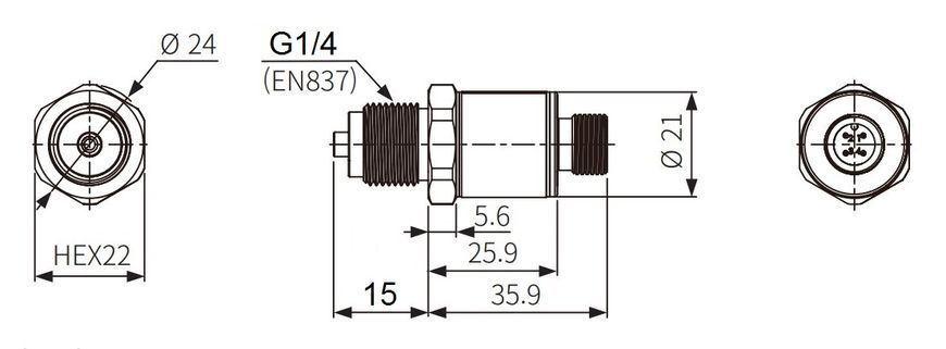 TPS30-G3DAG4-00 Перетворювач тиску 0-50MPa, 4-20mA, G1/4, M12 000175472 фото