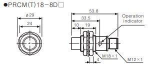PRCM18-8DP Датчик індуктивний (M18, Sn=8mm, 12-24 VDC, PNP NO, роз'єм М12 4Р) 000103075 фото