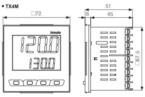 TX4M-14C ПІД-регулятор (LCD дісплей, 100-240 VAC, 72x72 мм, вихід 0/4...20 мА або SSR, аварійний вихід) 000173809 фото