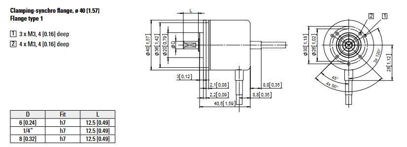Енкодер 8.KIS40.1342.0060 вих. Push-Pull з інверс Uжив=10...30Vdc d=6мм рад. кабель 2м 000185556 фото