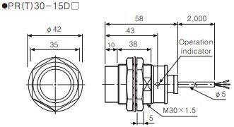 PR30-15DP Датчик індуктивний (M30, Sn=15mm, 12-24 VDC, PNP NO, кабель 2м) 000064056 фото