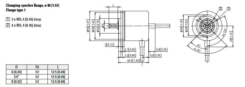 Енкодер 8.KIS40.1342.0500 вих. Push-Pull з інверс Uжив=10...30Vdc d=6мм рад. кабель 2м 000125036 фото