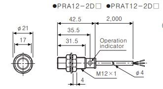 PRA12-2DP Датчик індуктивний (Тефлон, M12, Sn=2mm, 12-24 VDC, PNP NO, кабель 2м) 000147670 фото