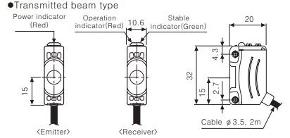 BJ7M-TDT-P Фотодатчик випромінювач - приймач (12-24 VDC, Sn=7m, PNP, кабель 2m) 000141316 фото