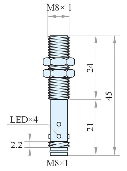IPS8-S2PO45-A8 Датчик індуктивний M8x45, PNP N0 Sn=2 M8 000114440 фото