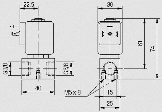 D224 (G3/8, NC, NBR, 0...0,8 bar, -10...60 C, 24 VAC, TM30) Клапан эл.магн. процесса газ (320581) 000092234 фото